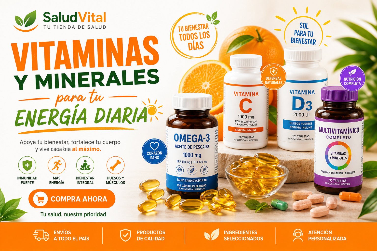 Vitaminas y minerales para tu energía diaria